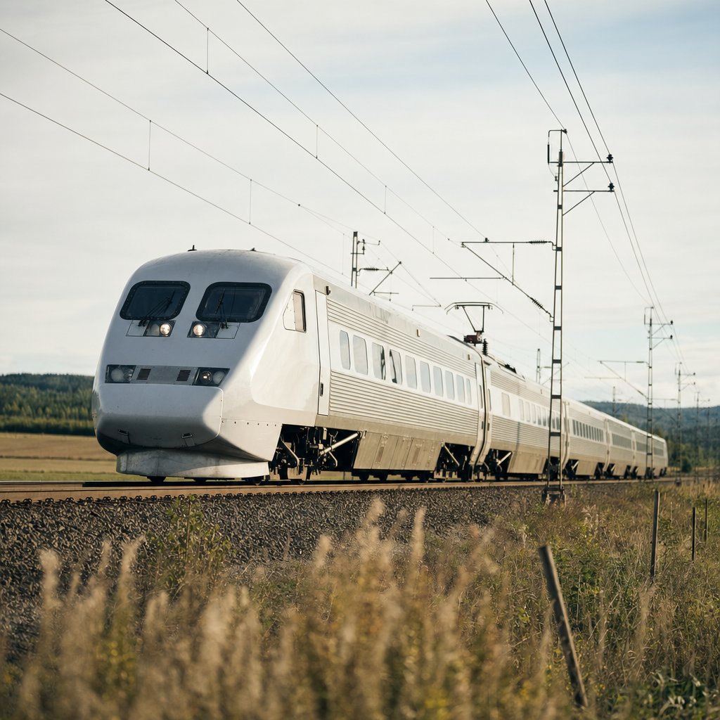 SJ X2000 high-speed train exterior on open track